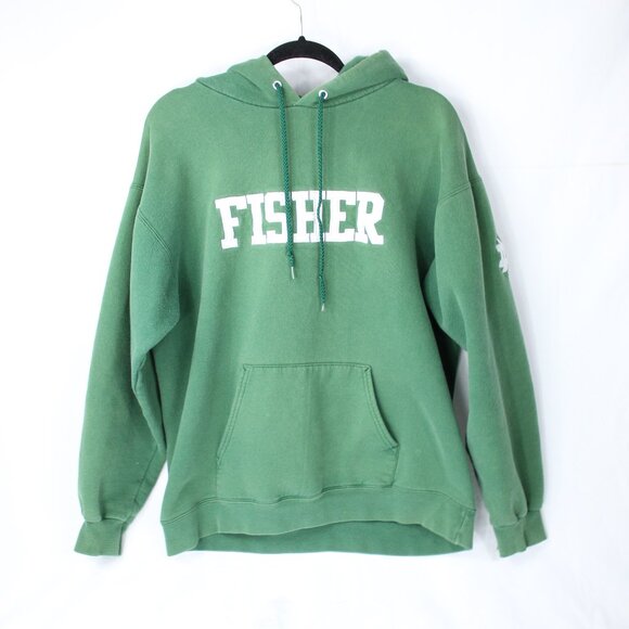 Notre Dame ND Embroidered Men's Green Pullover Hoodie "FISHER" Applique VTG SZ M - Picture 1 of 4